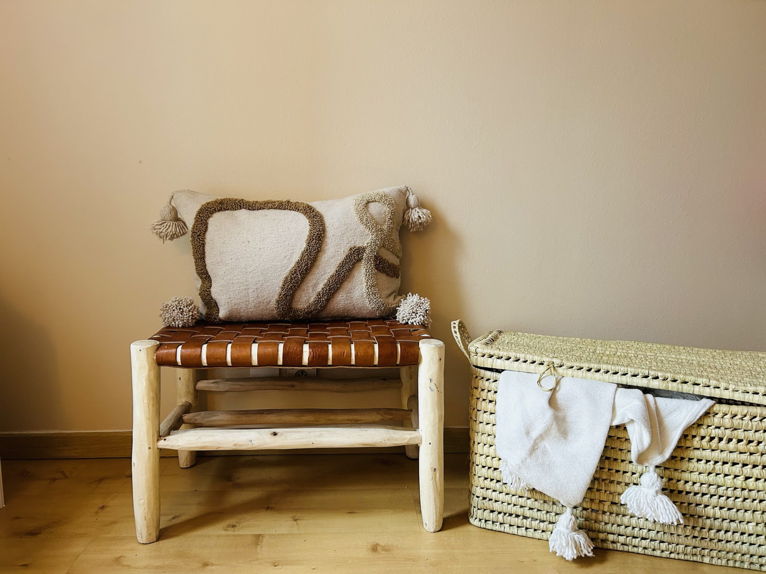 HOUSSE DE COUSSIN MAROCAIN 60x40 BEIGE EN COTON ABSTRAIT