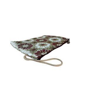 POCHETTE DE RANGEMENT EN TISSU BLANCHE A MOTIF DORE FAIT MAIN