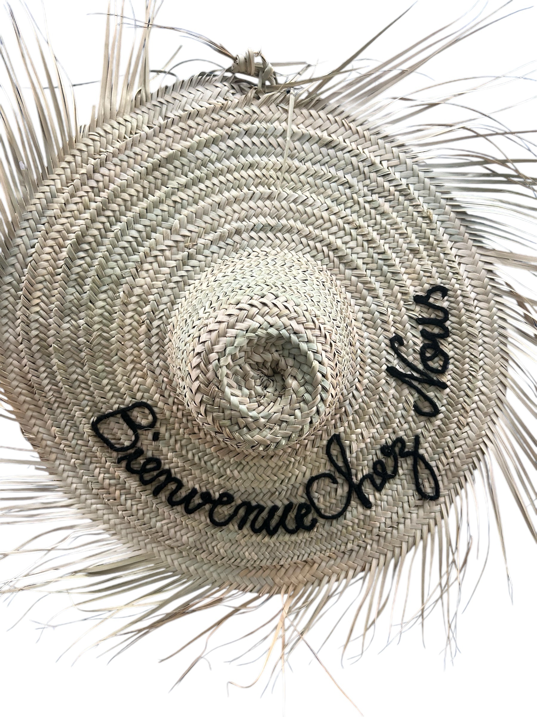 GRAND CHAPEAU DE PAILLE À FRANGES 80 CM « BIENVENUE CHEZ NOUS » – Image 2