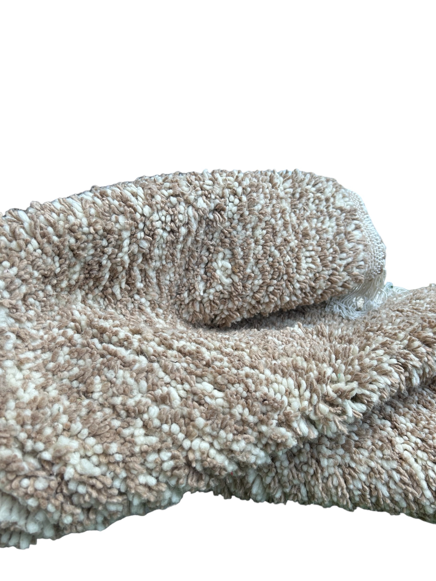 TAPIS BERBÈRE BÉNI OUARAIN EN LAINE SUPÉRIEURE BLANC ET MARRON 237x160 #157 – Image 4