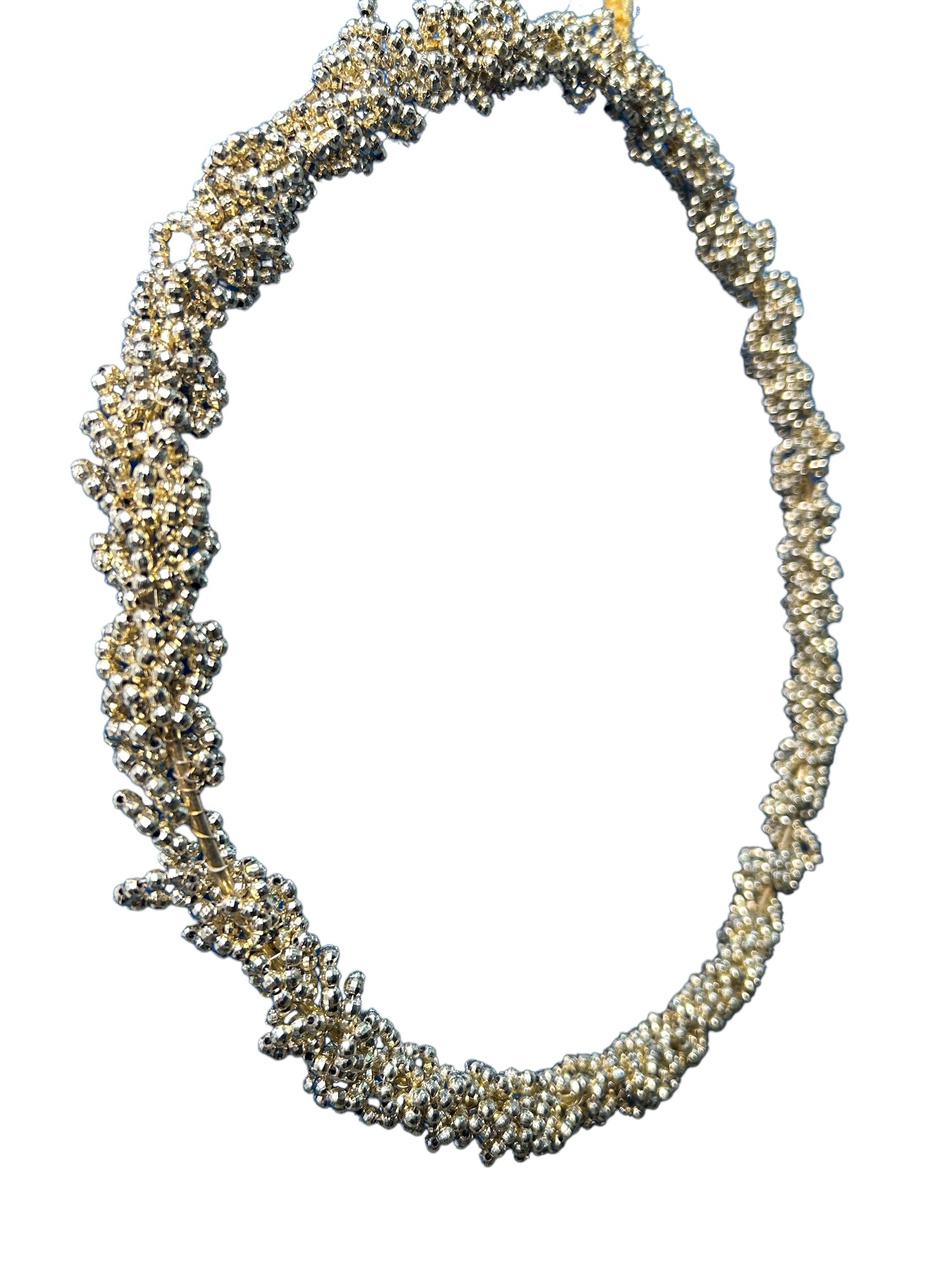 Grande couronne en perle doré argenté avec ruban – Image 2