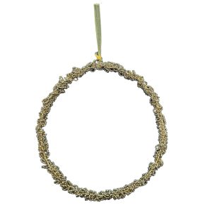 Grande couronne en perle doré argenté avec ruban