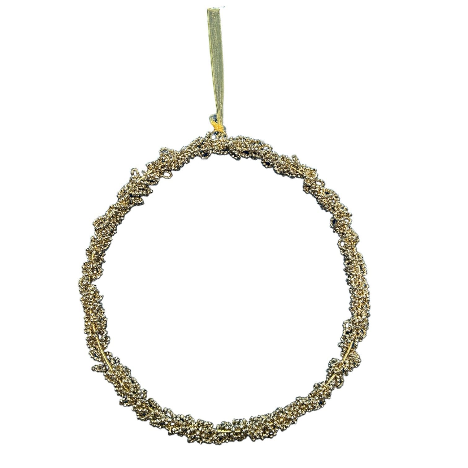 Grande couronne en perle doré argenté avec ruban