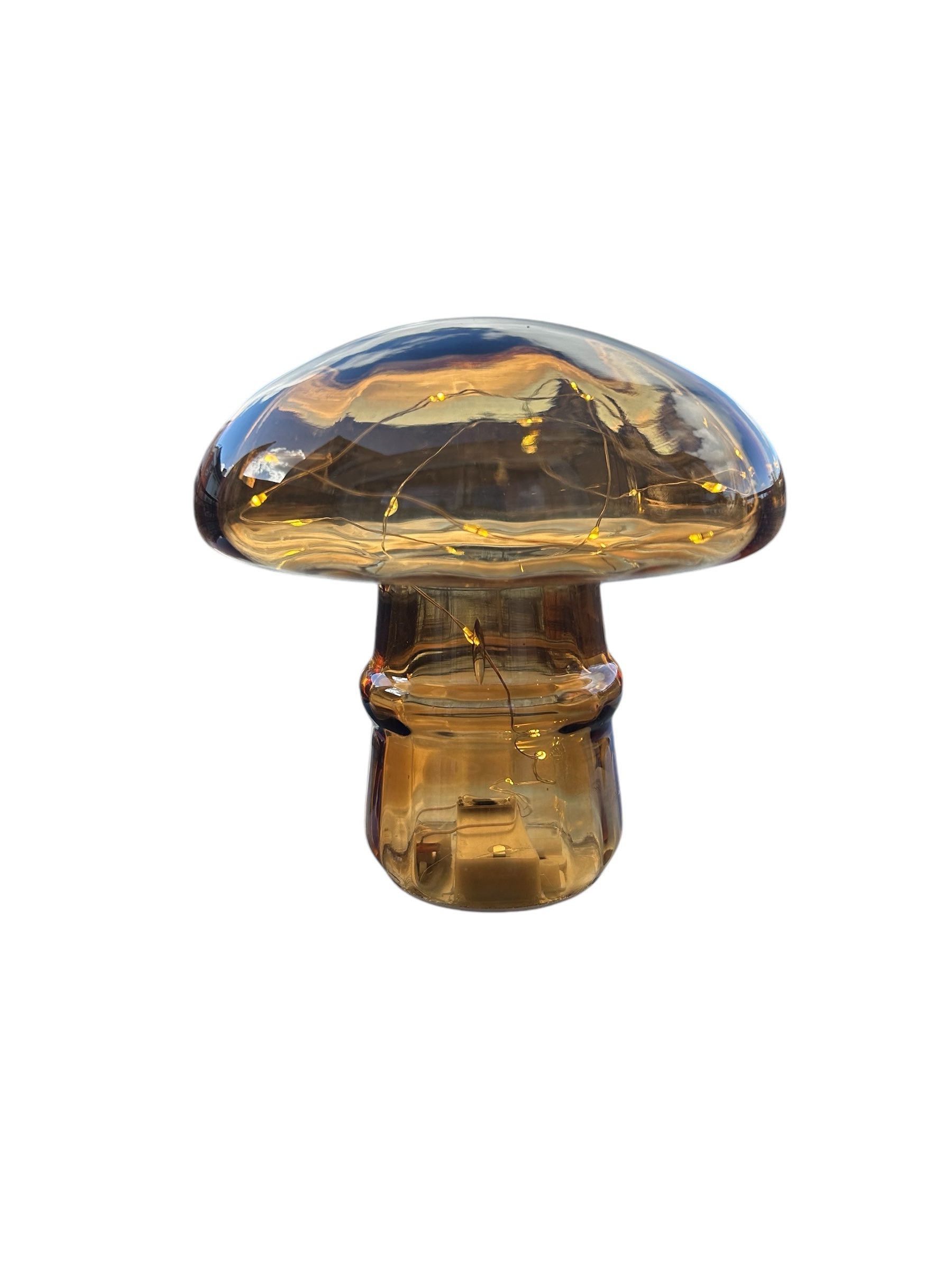 Champignon transparent lumineux ocre décoration de Noël