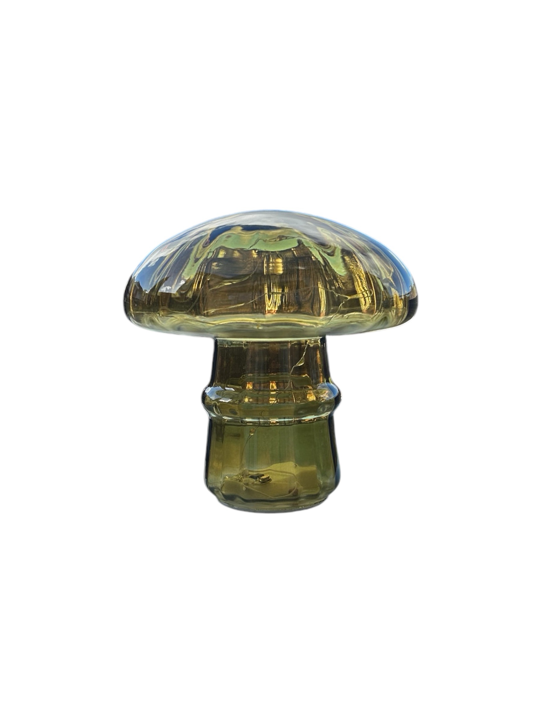 Champignon transparent lumineux vert décoration de Noël