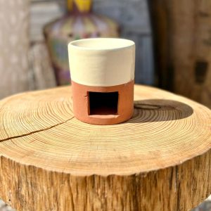 DIFFUSEUR EN TERRE CUITE BI-COULEUR BLANC CASSÉ