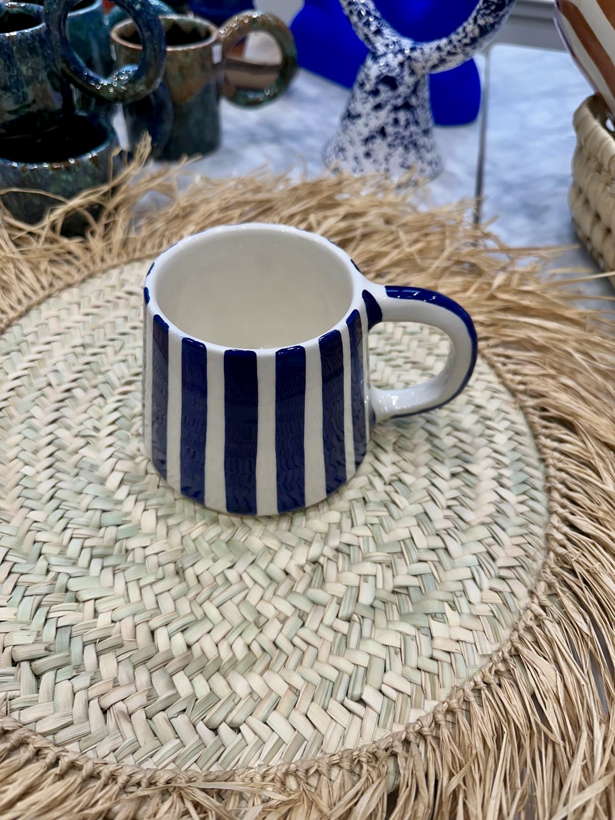 MUG MAROCAIN RAYÉ BLEU FAIT MAIN