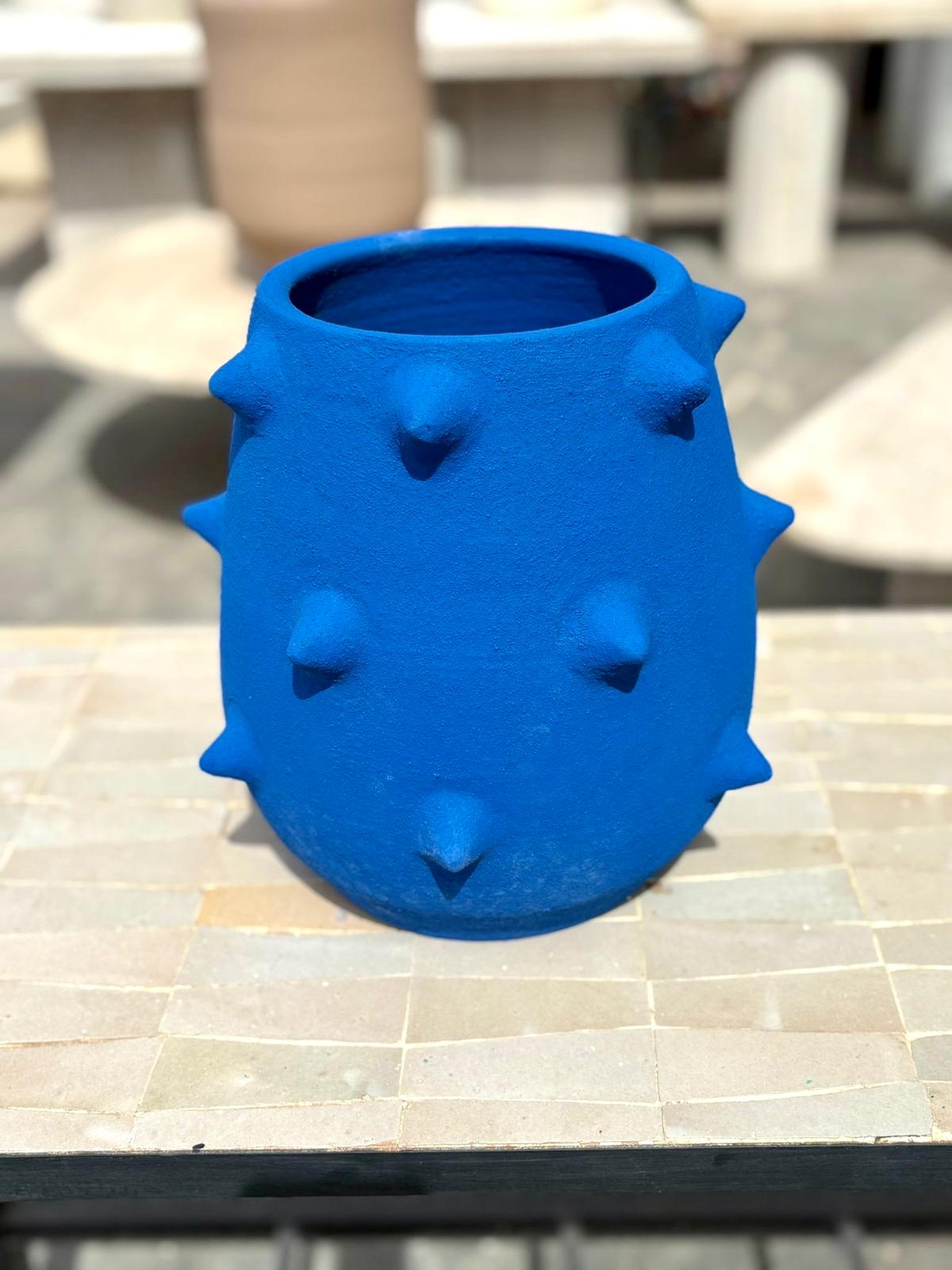 VASE CACTUS BLEU MAJORELLE FAIT MAIN