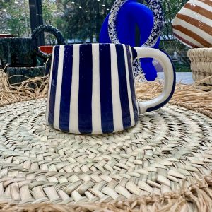 MUG MAROCAIN RAYÉ BLEU FAIT MAIN