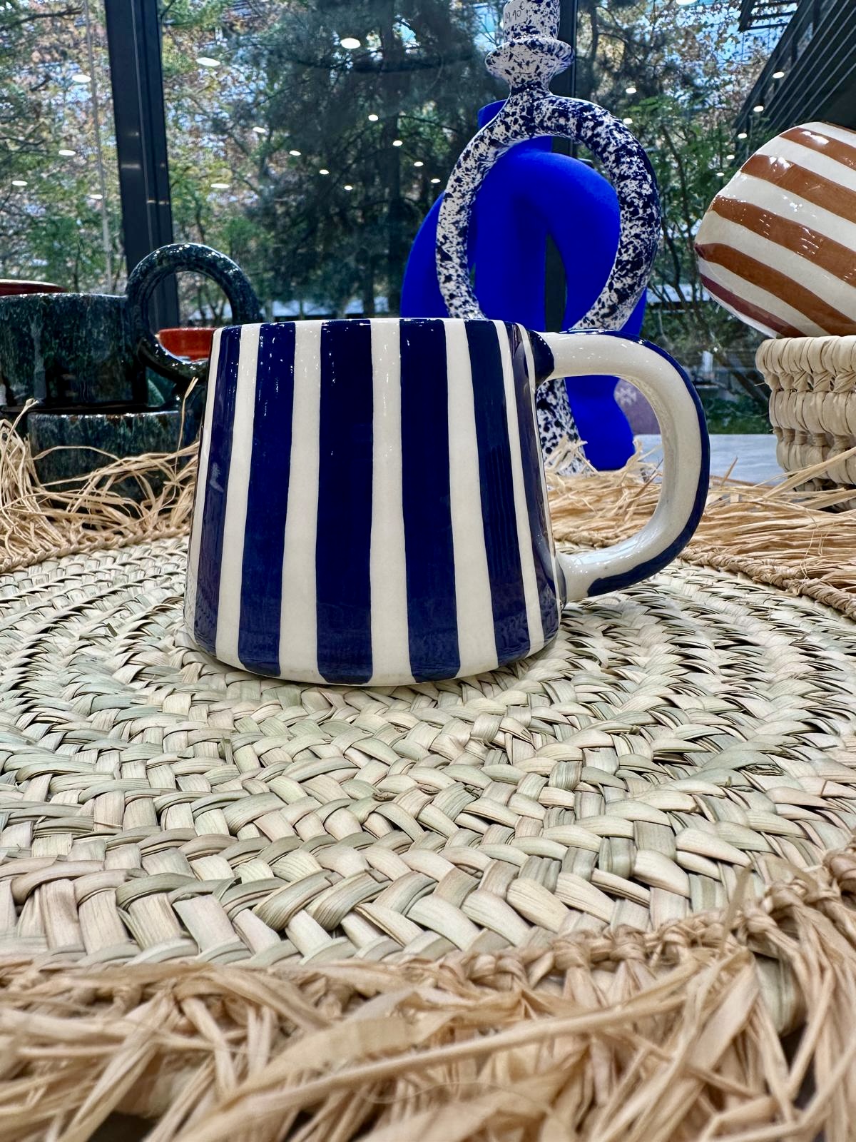 MUG MAROCAIN RAYÉ BLEU FAIT MAIN