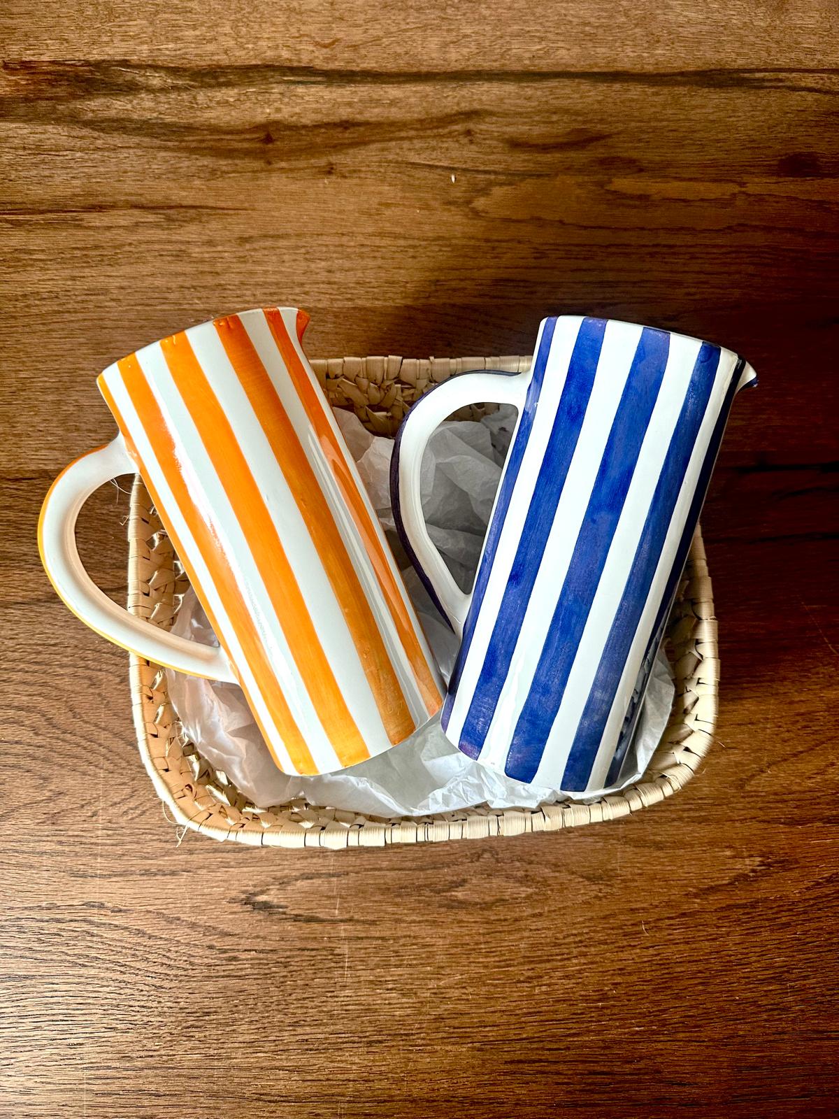 COFFRET CADEAU - DÉCORATION MAROCAINE - CARAFE BLANCHE RAYÉ (LOT DE 2)