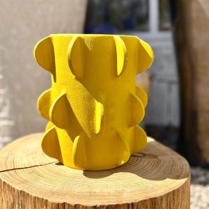 VASE CACTUS JAUNE FAIT MAIN