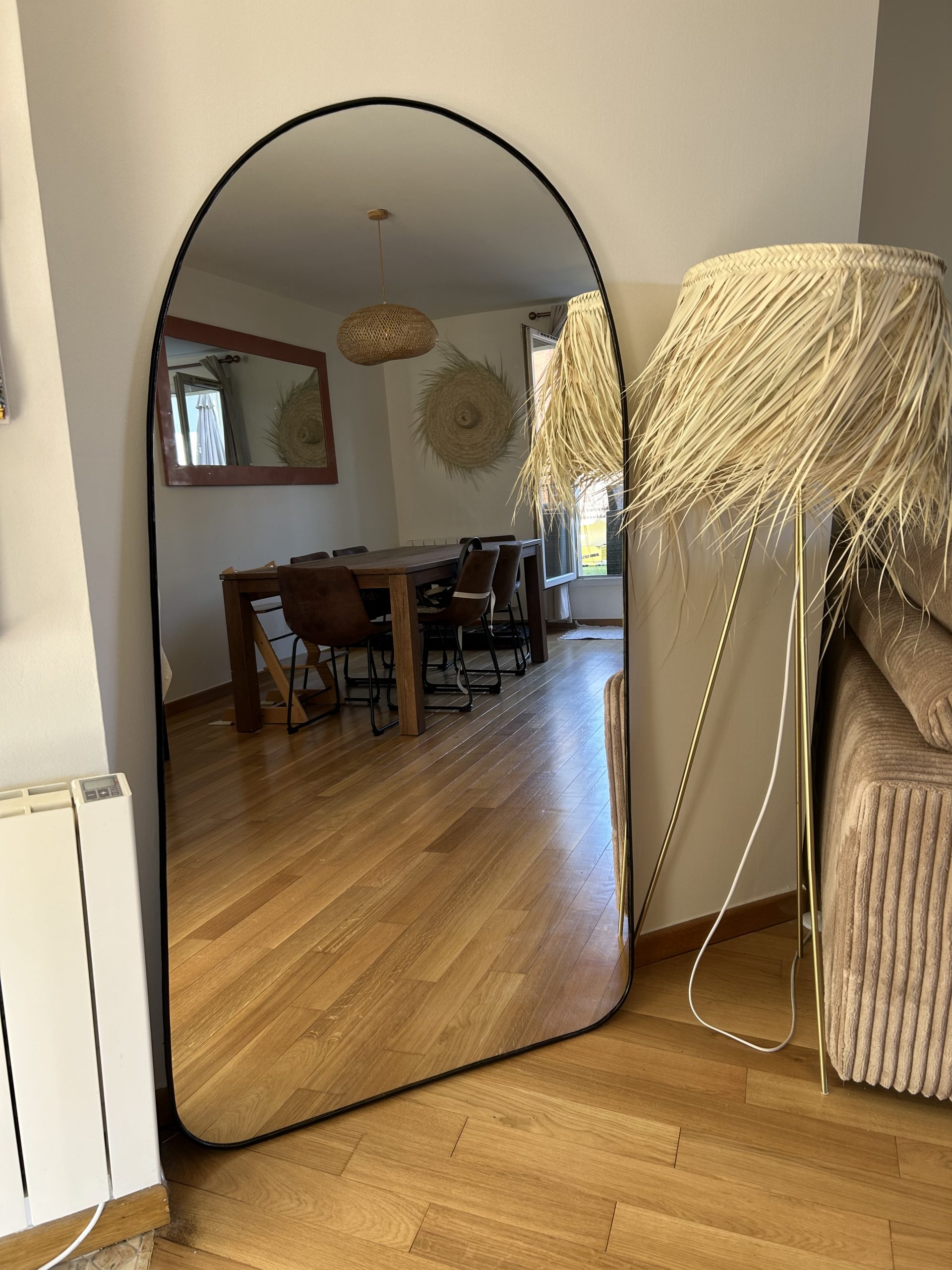 GRAND MIROIR EN FER FORGÉ 1M60 MURAL OU À POSER FORME ABSTRAIT