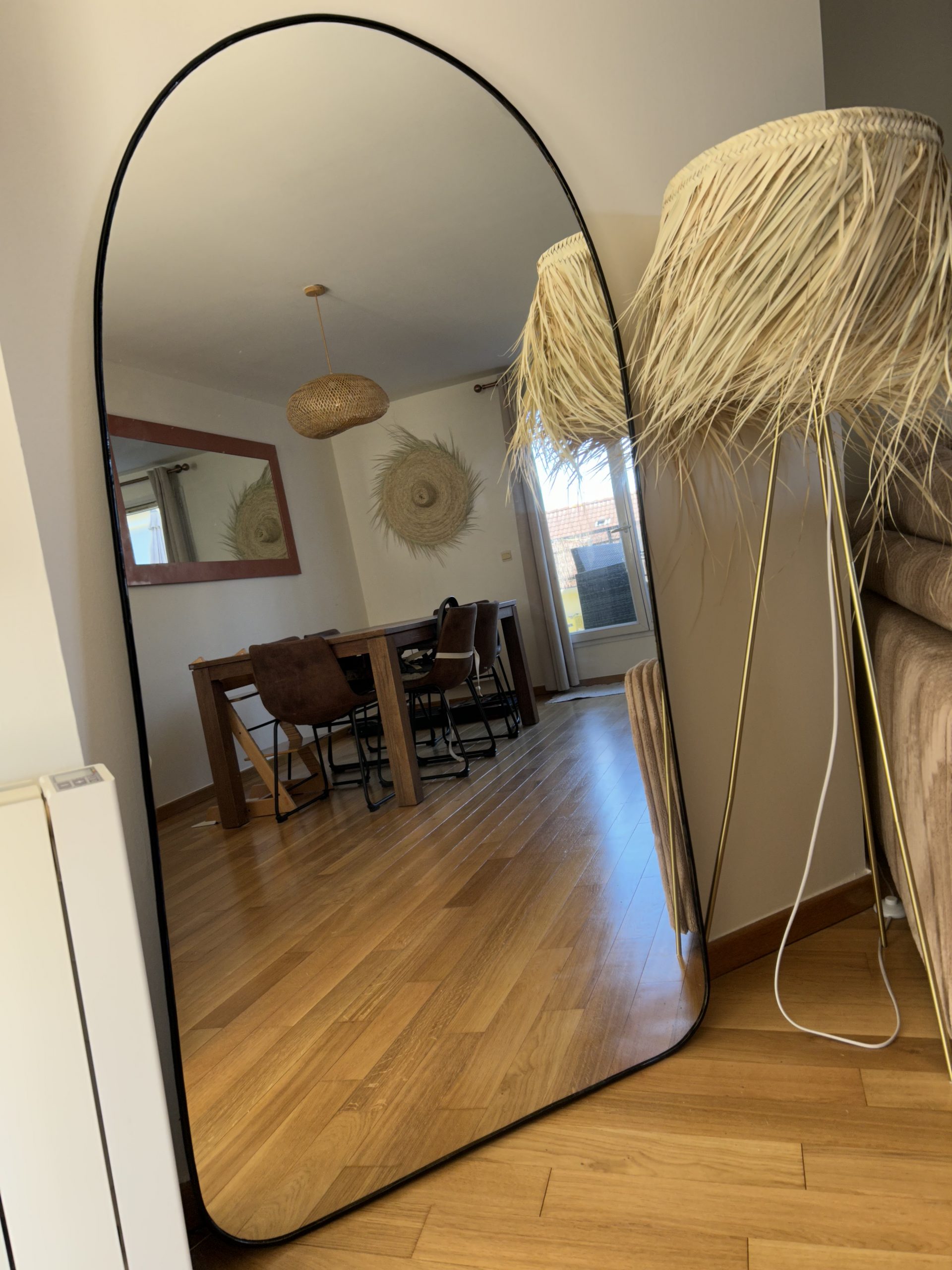 GRAND MIROIR EN FER FORGÉ 1M60 MURAL OU À POSER FORME ABSTRAIT – Image 2