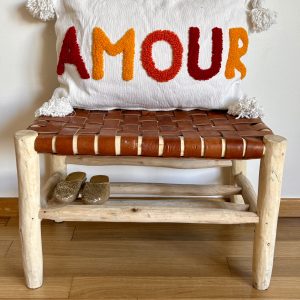 HOUSSE DE COUSSIN MAROCAIN 60x40 EN COTON « AMOUR » JAUNE