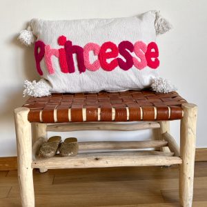 HOUSSE DE COUSSIN MAROCAIN 60x40 EN COTON « PRINCESSE » ROSE