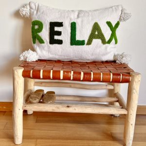 HOUSSE DE COUSSIN MAROCAIN 60x40 EN COTON « RELAX » VERT