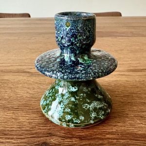 Bougeoir marocain vissé vert tacheté fait main