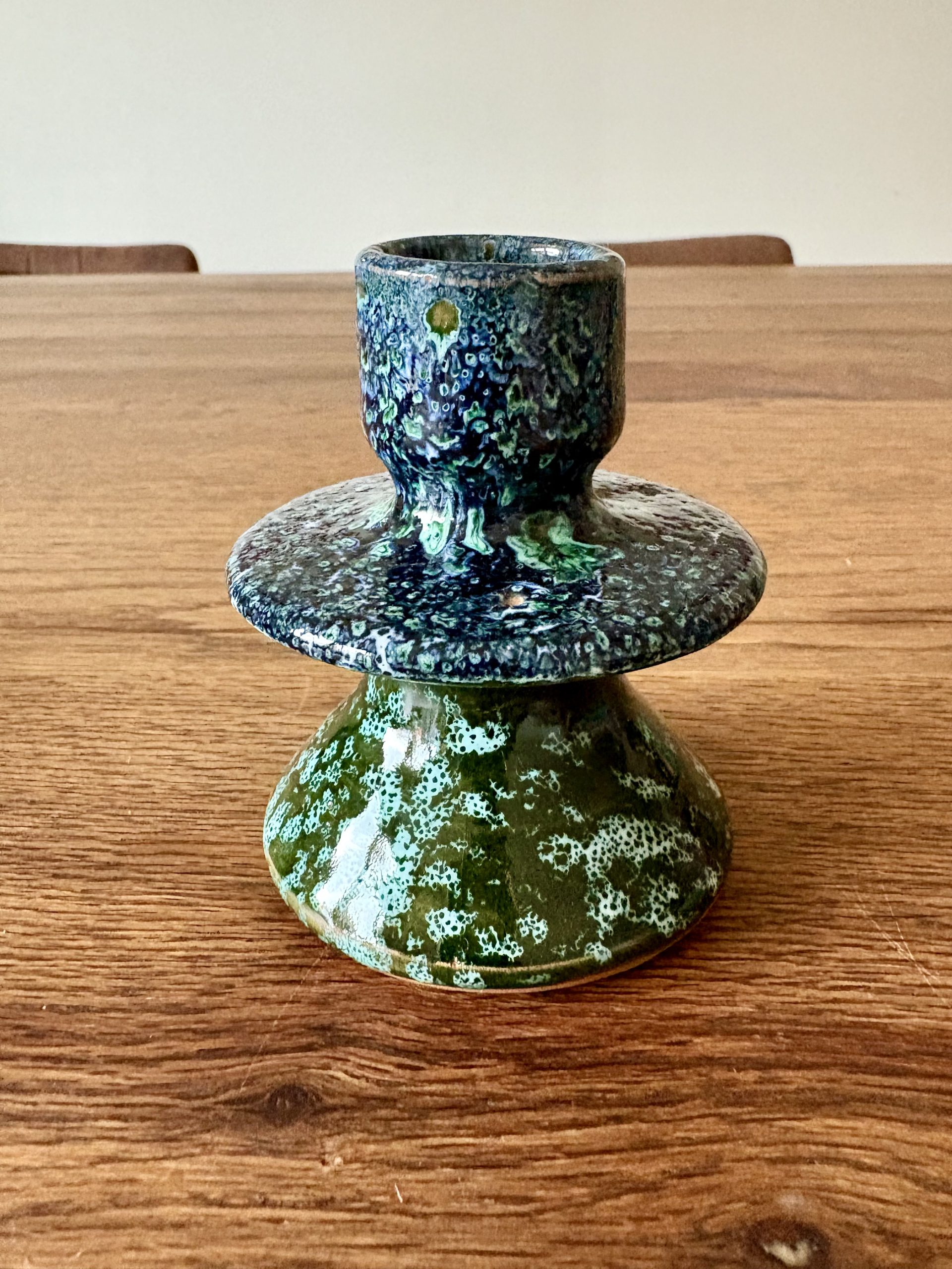 Bougeoir marocain vissé vert tacheté fait main