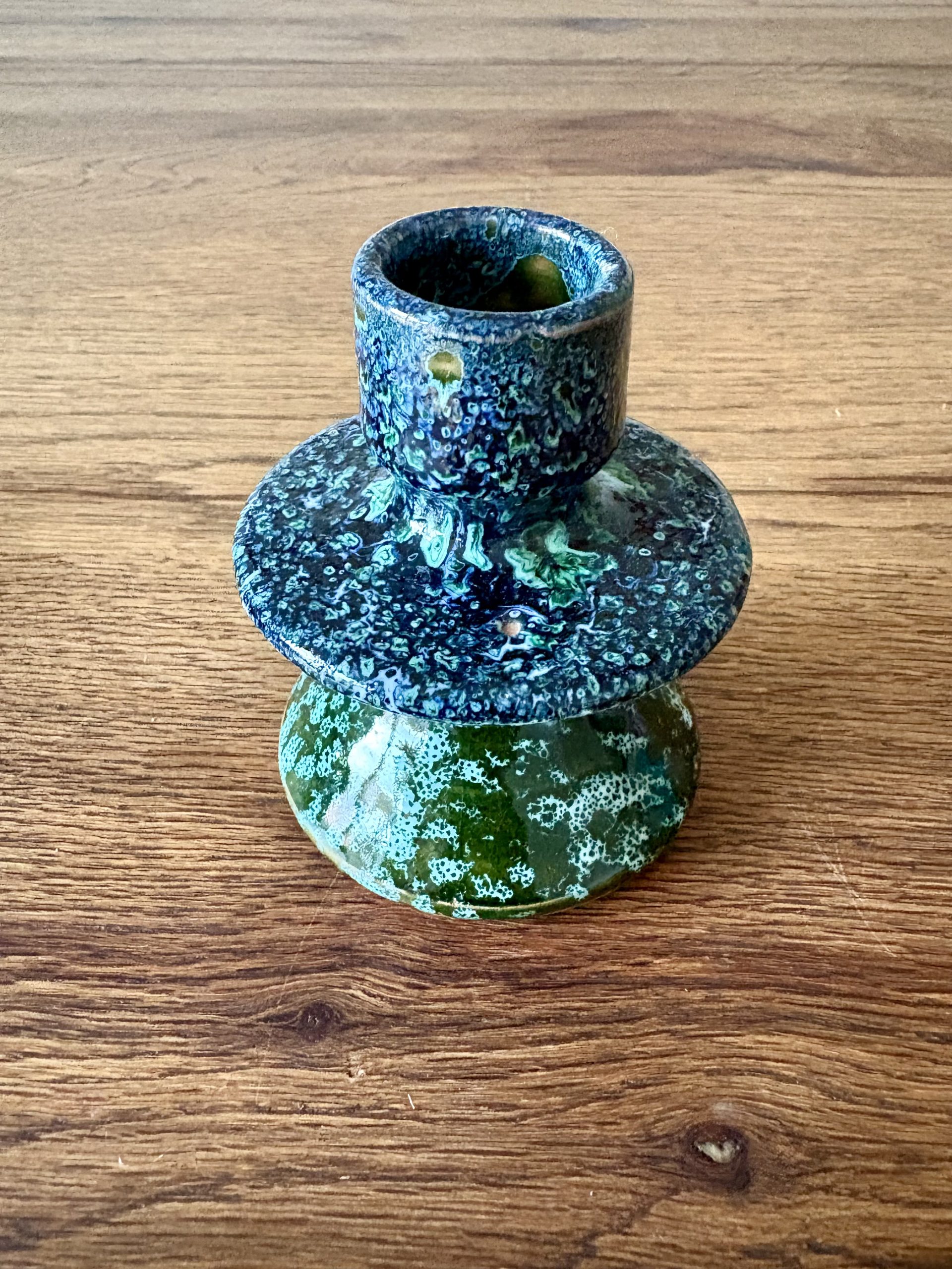 Bougeoir marocain vissé vert tacheté fait main