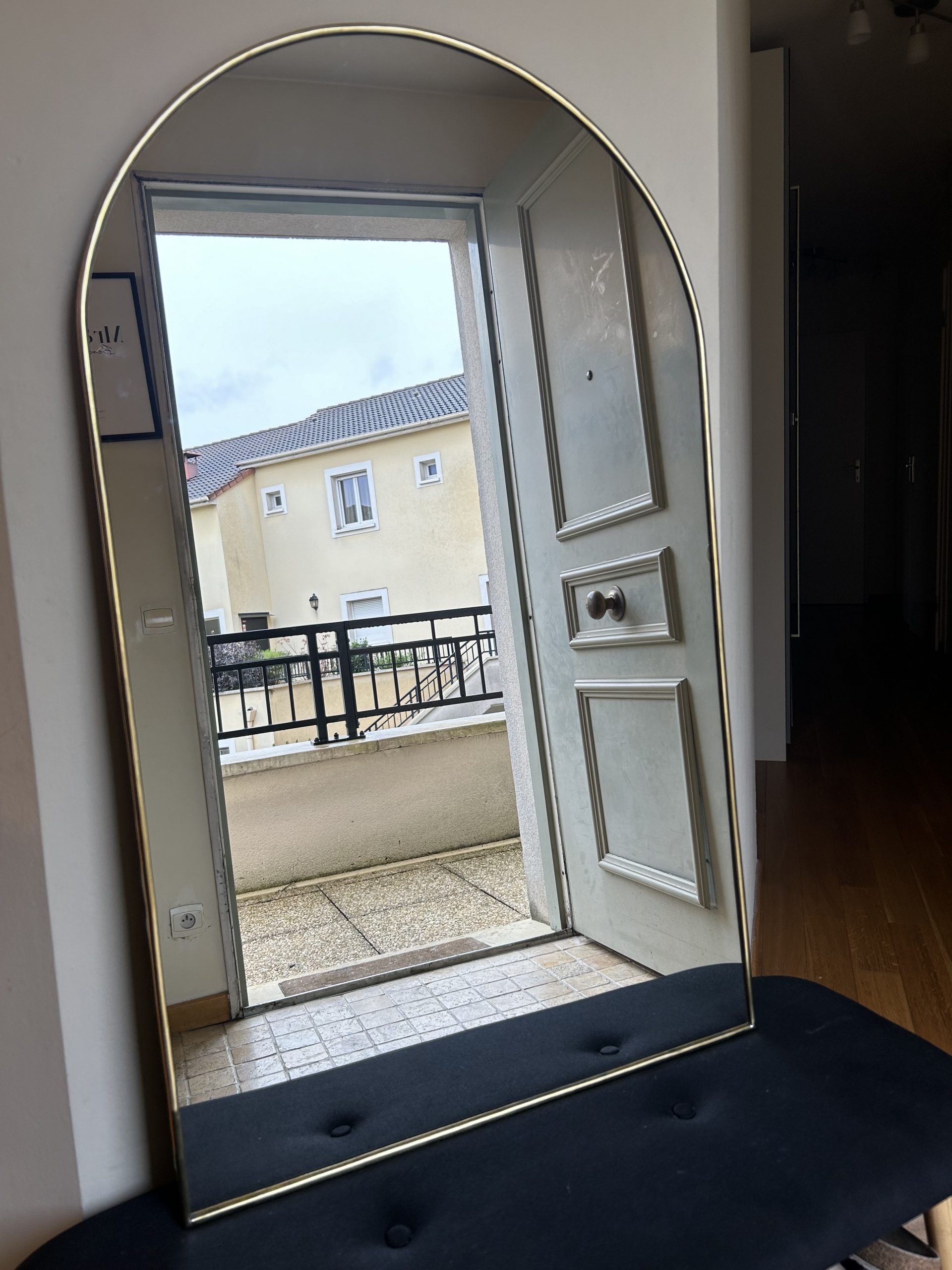 GRAND MIROIR EN FER FORGÉ 1M FORME ARCHE FAIT MAIN