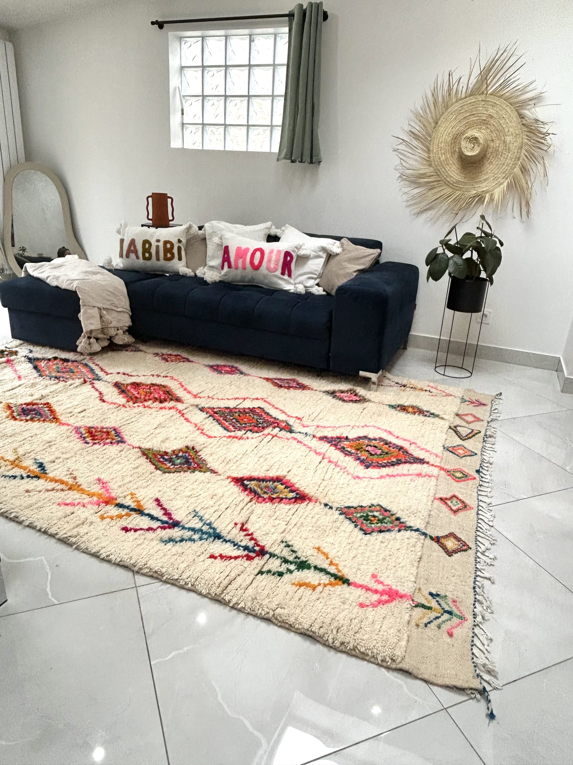 TAPIS MAROCAIN AZILAL COLORÉ EN LAINE 2x3m