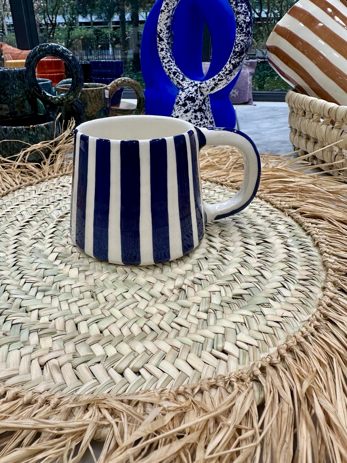 MUG MAROCAIN RAYÉ BLEU FAIT MAIN