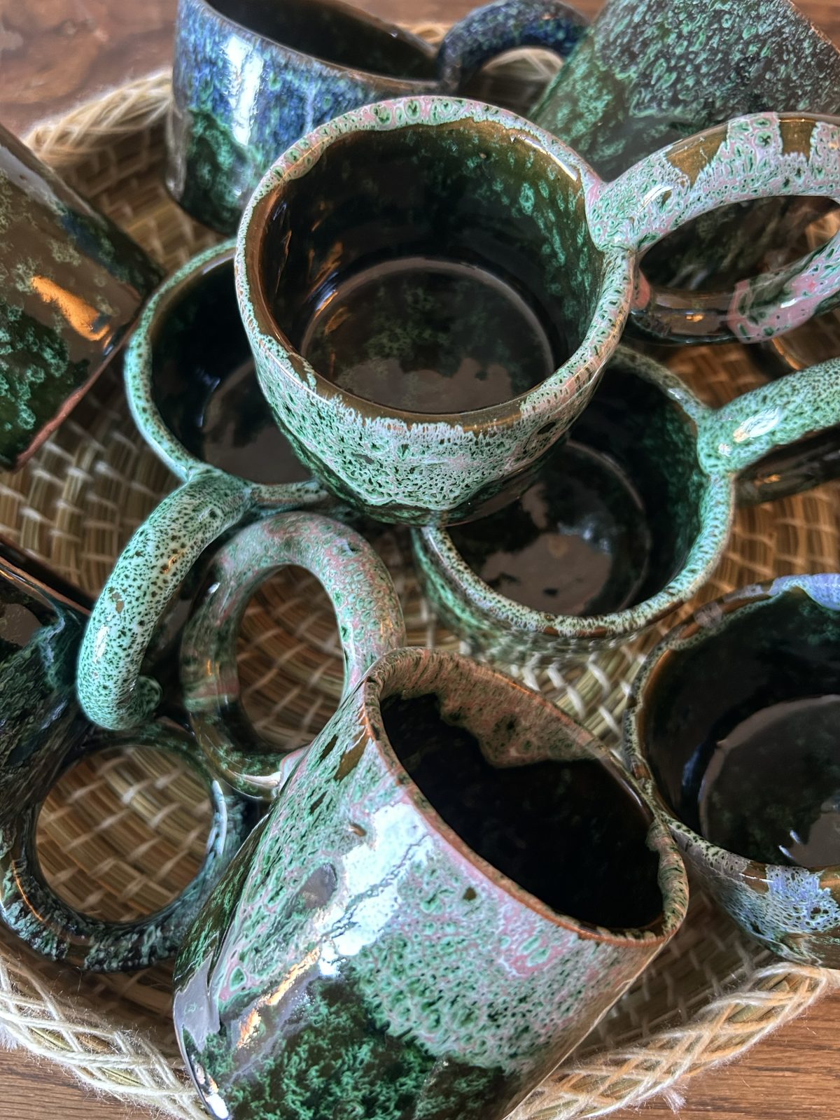 MUG TASSE DÉGRADÉ VERT H9 GRANDE ANSE FAIT MAIN