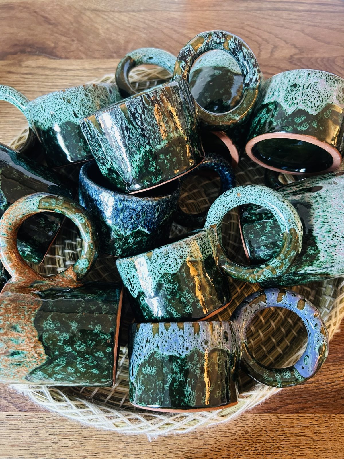 MUG TASSE DÉGRADÉ VERT H6 GRANDE ANSE FAIT MAIN