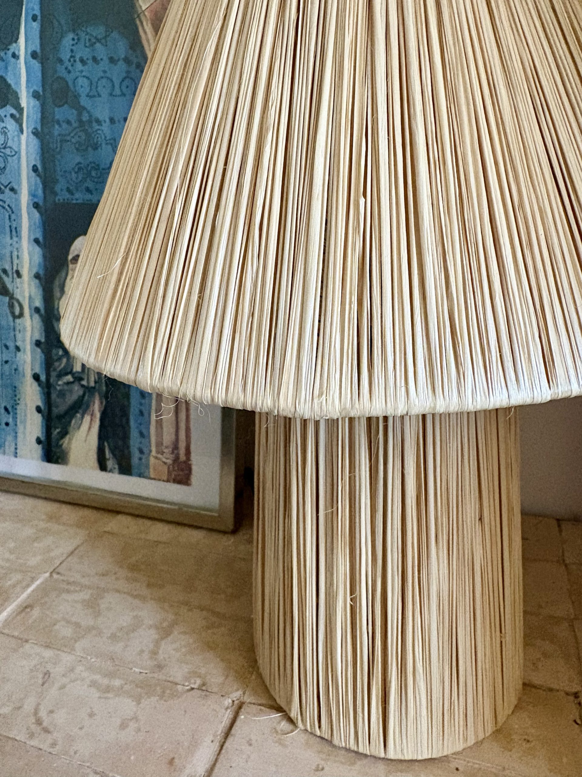 LAMPE RAPHIA À POSER MAROCAINE CHAPEAU H25 – Image 4