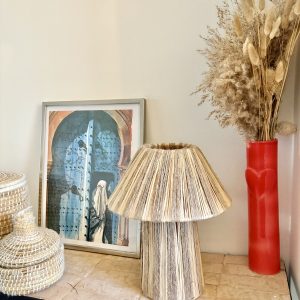 LAMPE RAPHIA À POSER MAROCAINE H30 BI MATIÈRE DOUM CHAPEAU