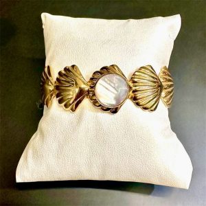 BRACELET ORIENTAL - JONC MAROCAIN EN ACIER INOXYDABLE - PIERRE BLANCHE