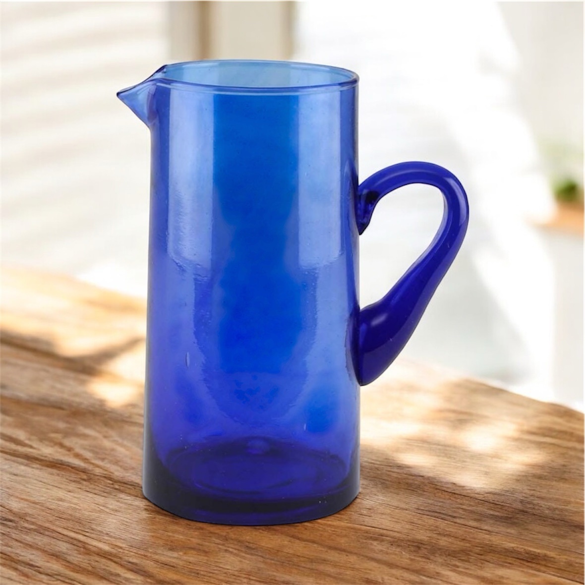 CARAFE MAROCAINE EN VERRE SOUFFLÉ BELDI BLEU