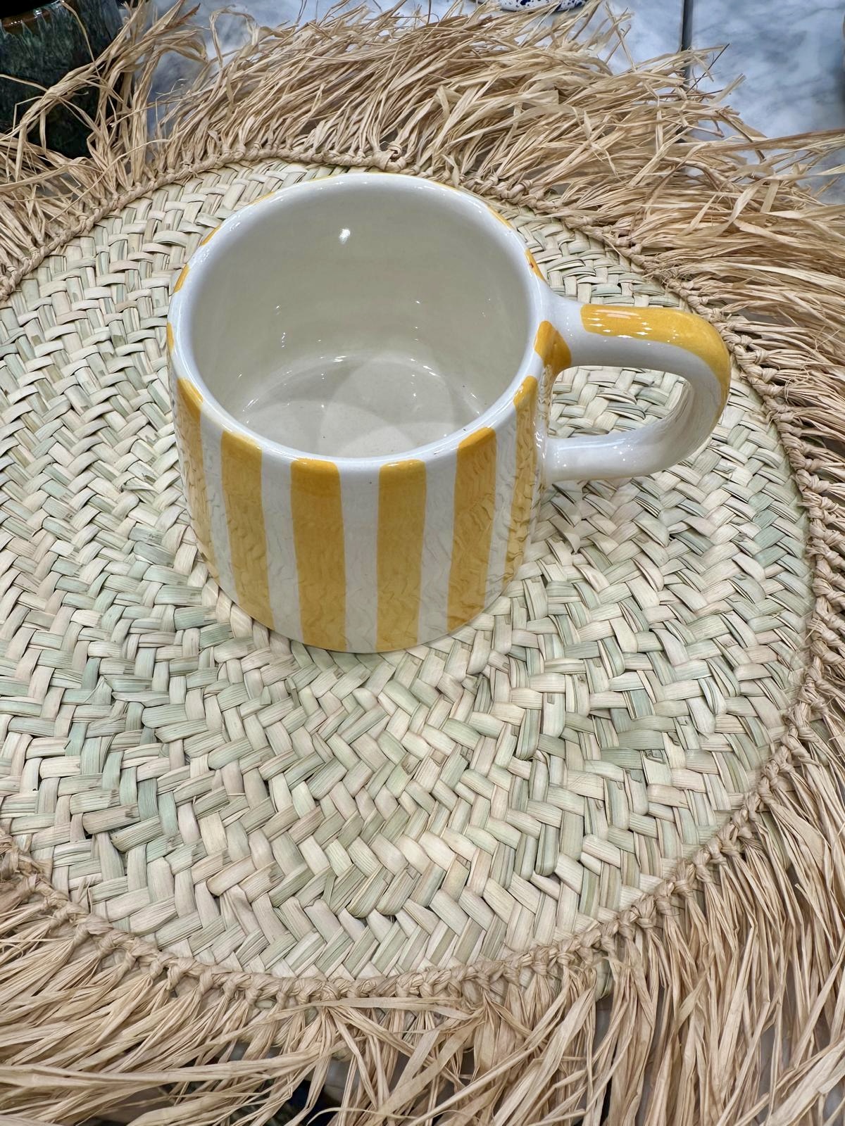 MUG MAROCAIN RAYÉ JAUNE FAIT MAIN