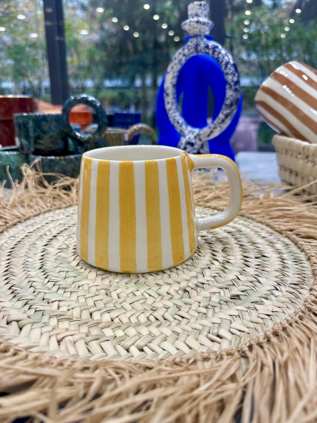 MUG MAROCAIN RAYÉ JAUNE FAIT MAIN