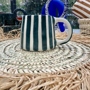 MUG MAROCAIN RAYÉ VERT PÉTROLE FAIT MAIN