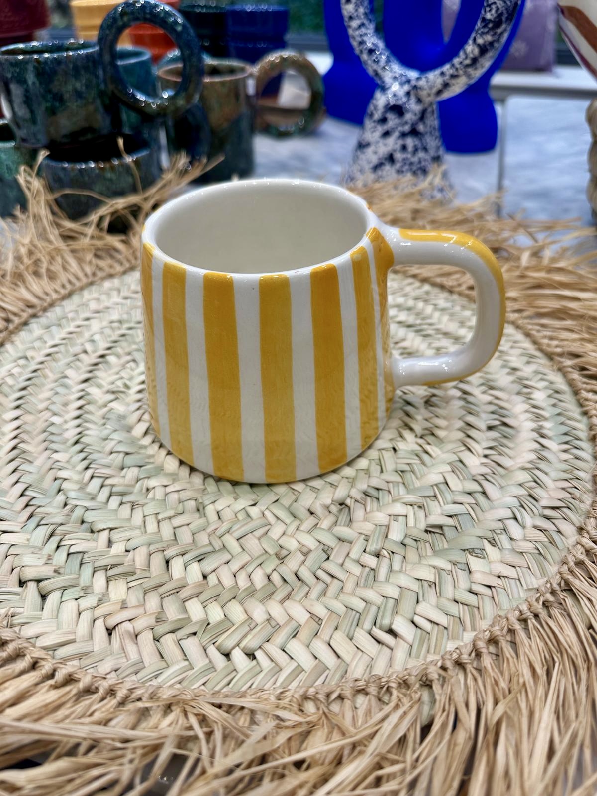 MUG MAROCAIN RAYÉ JAUNE FAIT MAIN