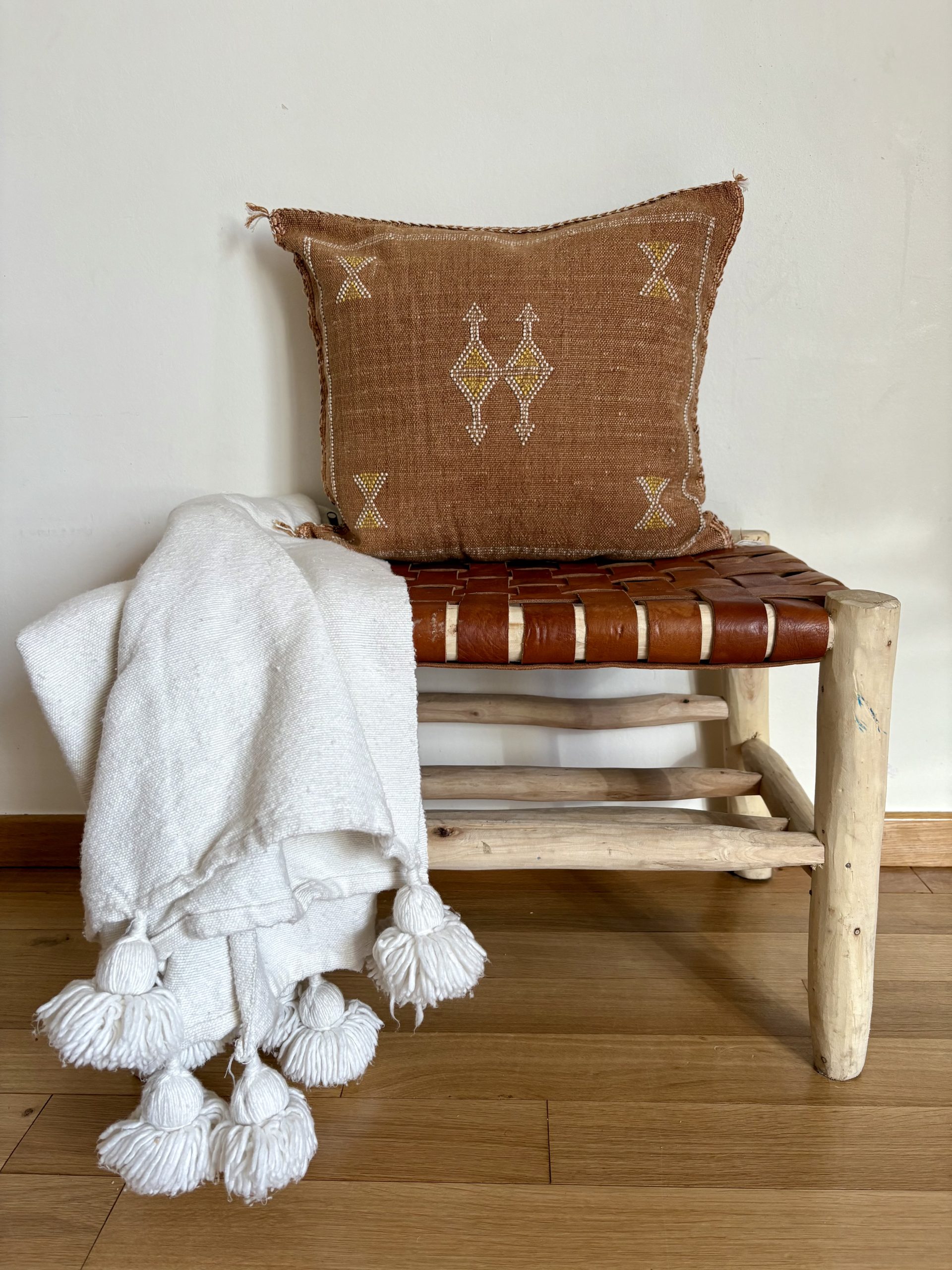 HOUSSE DE COUSSIN MAROCAIN SABRA MARRON 50x50