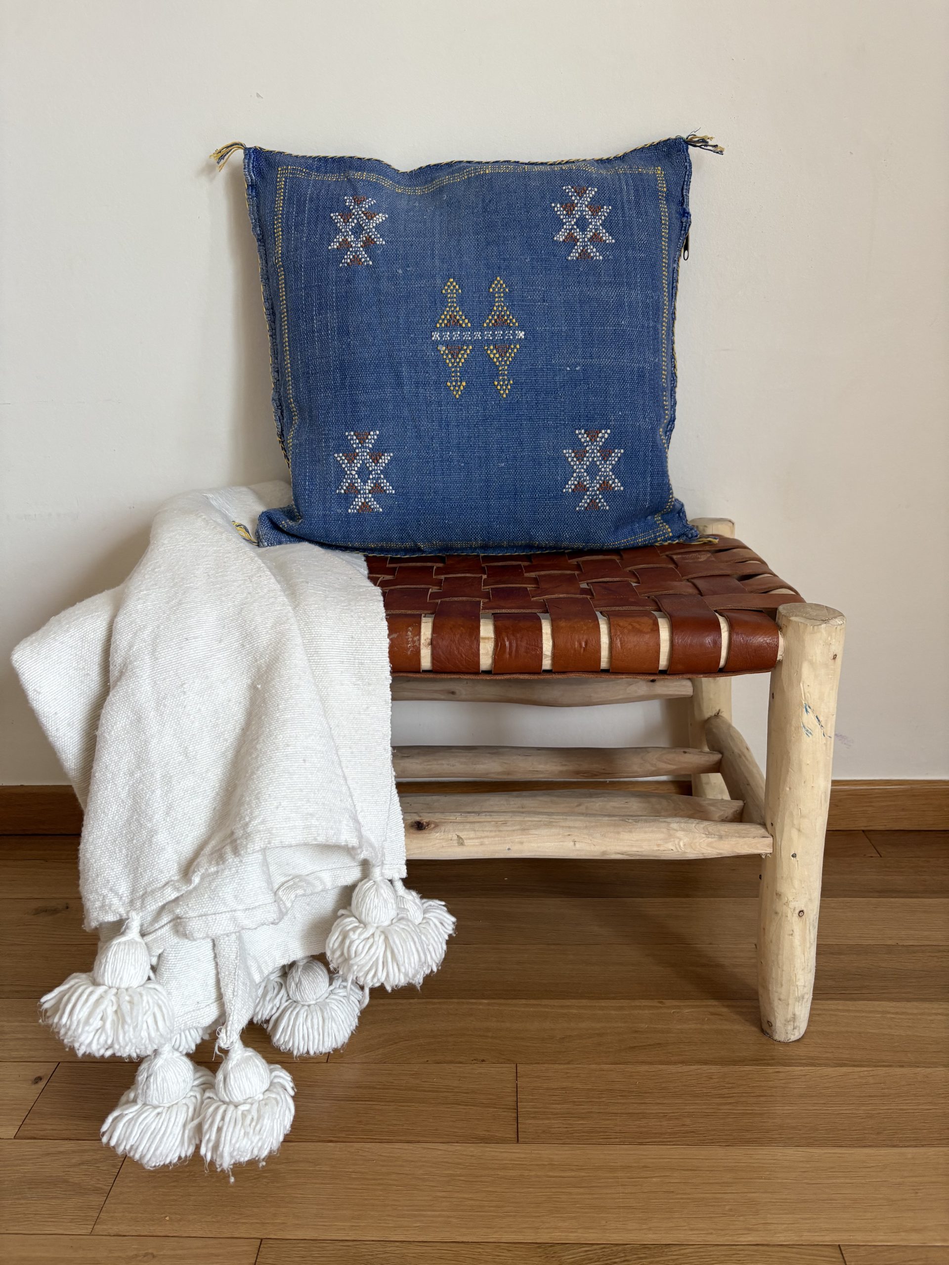 HOUSSE DE COUSSIN MAROCAIN SABRA BLEU 50x50