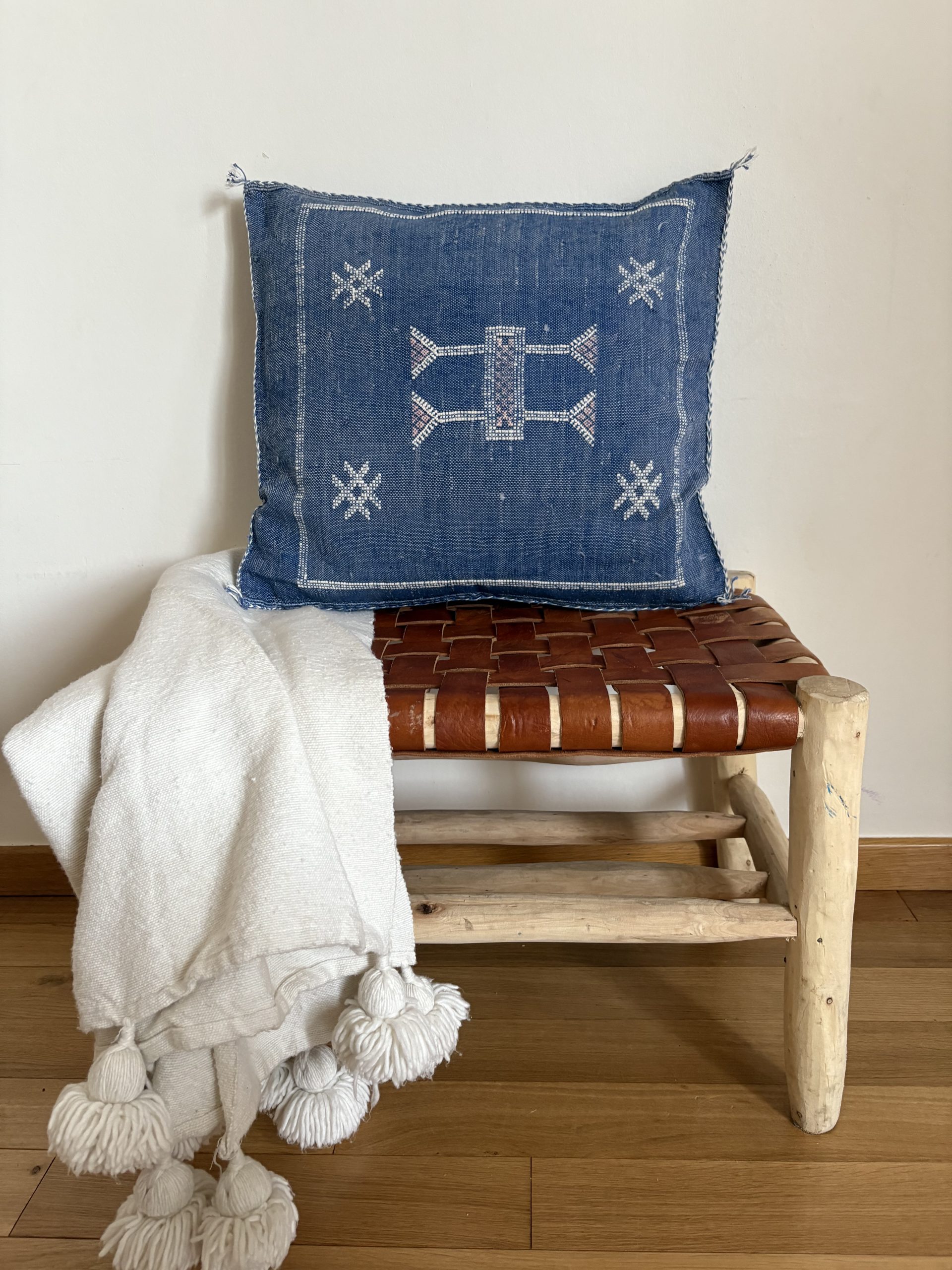 HOUSSE DE COUSSIN MAROCAIN SABRA BLEU 50x50