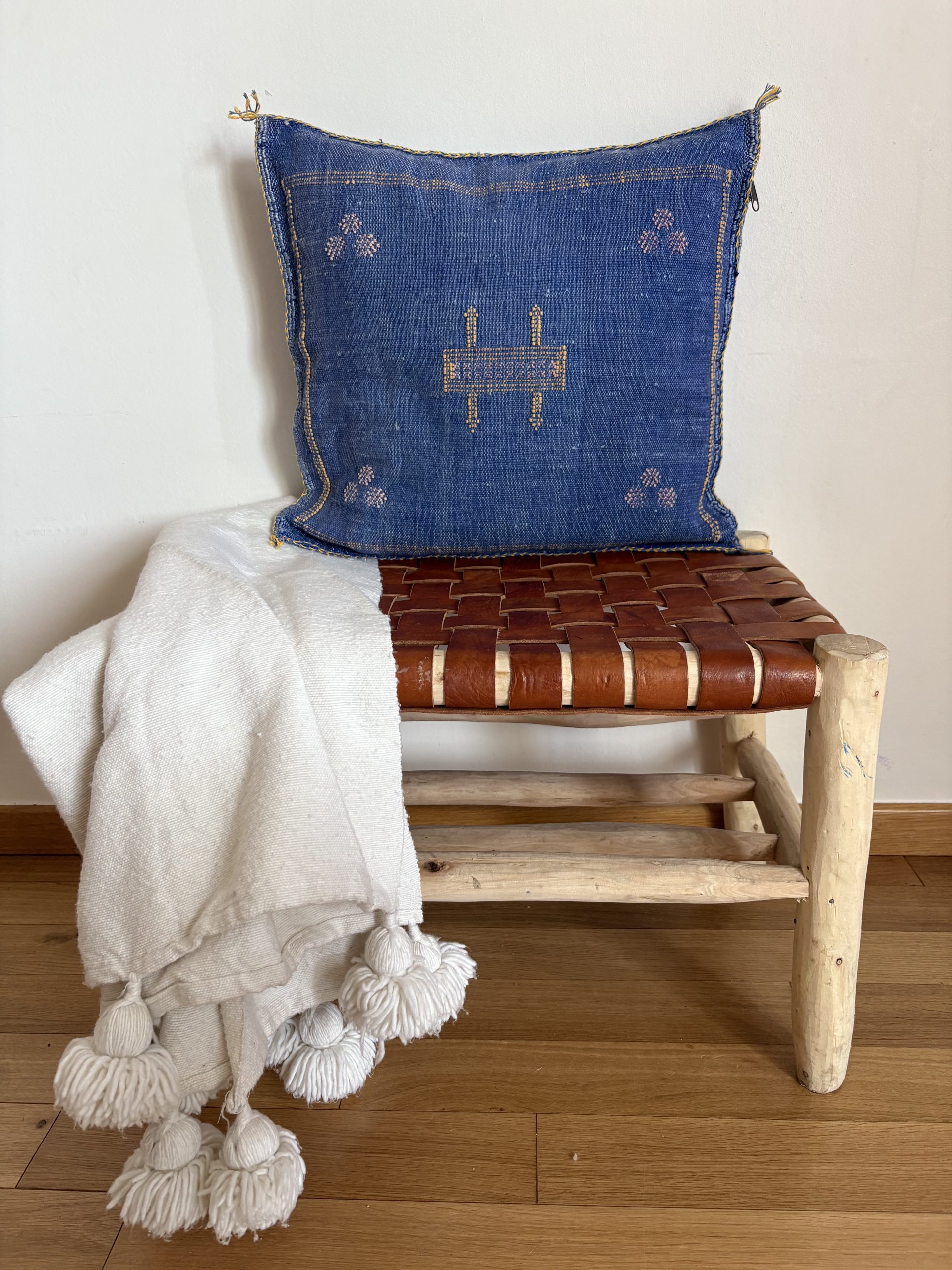 HOUSSE DE COUSSIN MAROCAIN SABRA BLEU 50x50