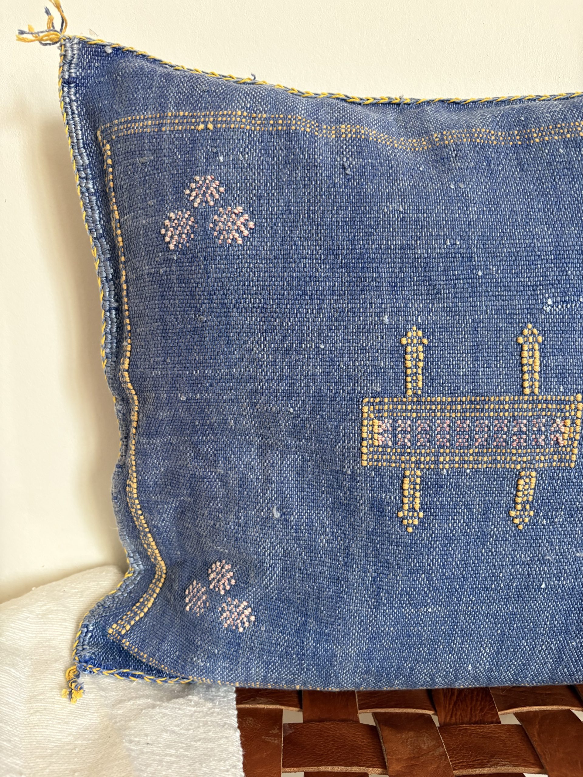 HOUSSE DE COUSSIN MAROCAIN SABRA BLEU 50x50