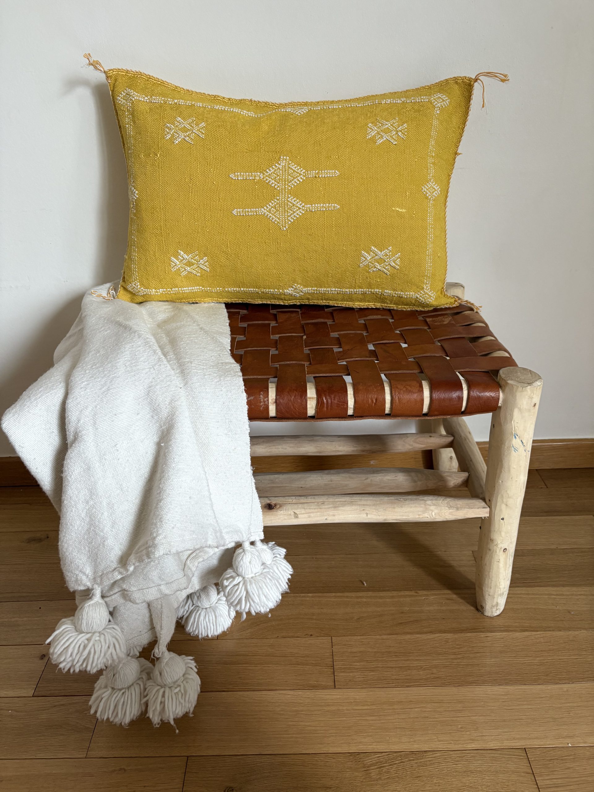 HOUSSE DE COUSSIN MAROCAIN SABRA JAUNE 60x40