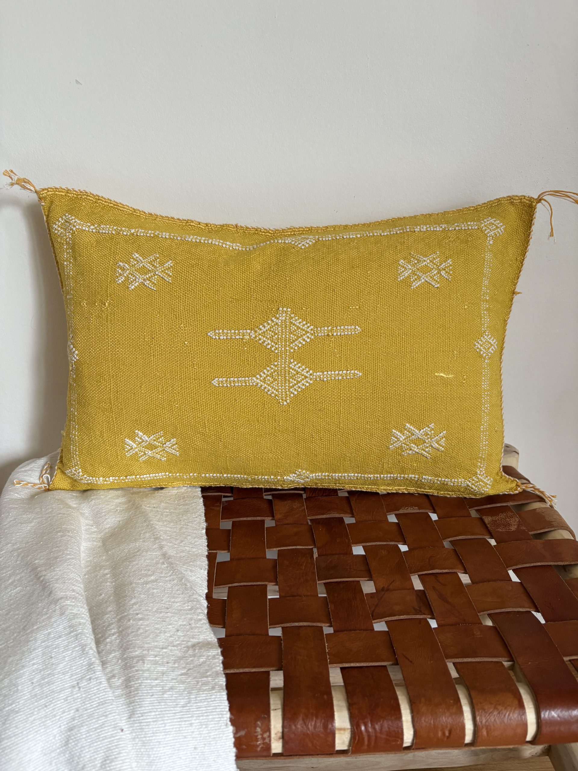HOUSSE DE COUSSIN MAROCAIN SABRA JAUNE 60x40