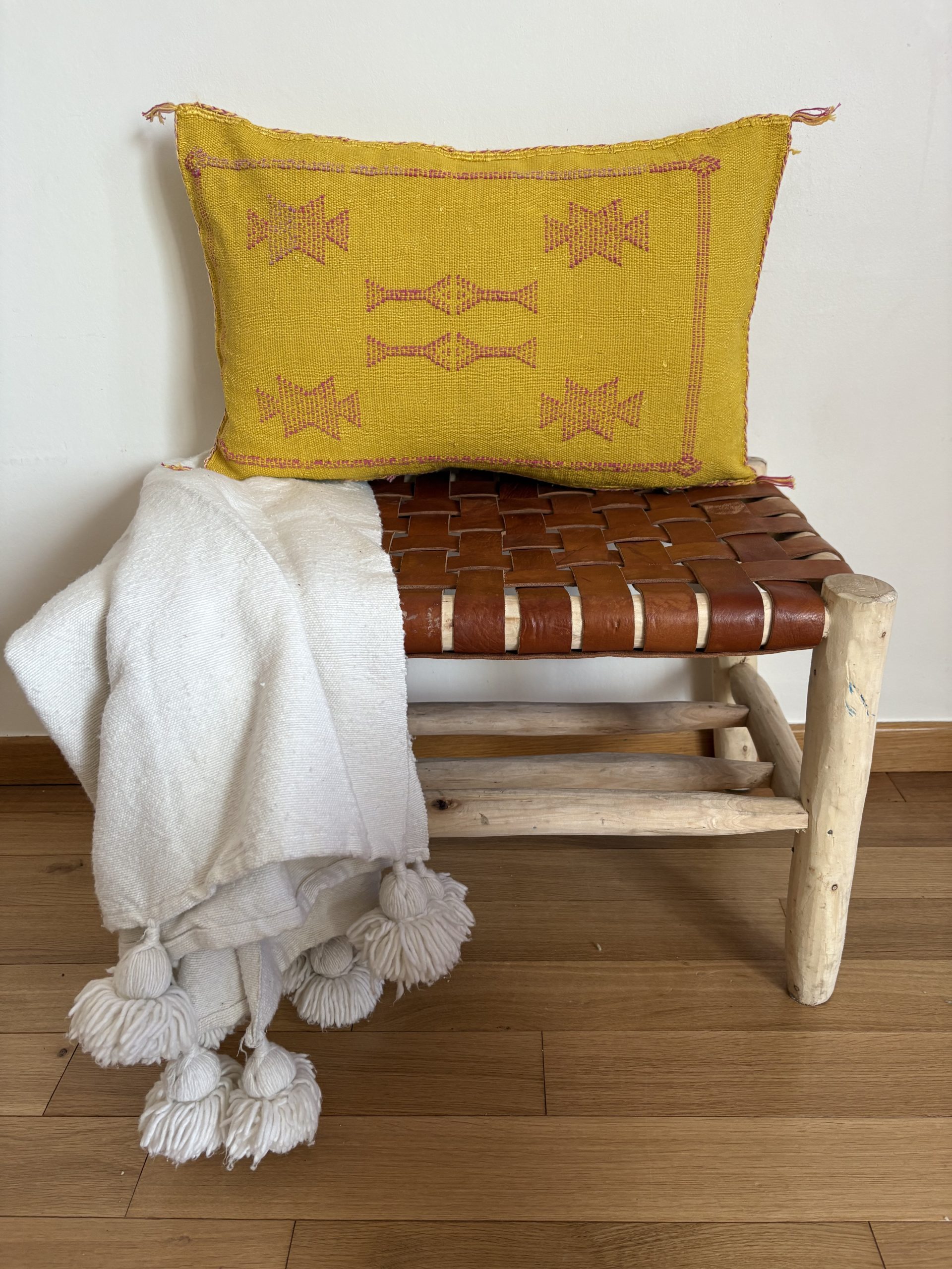 HOUSSE DE COUSSIN MAROCAIN SABRA JAUNE SAFRAN 60x40
