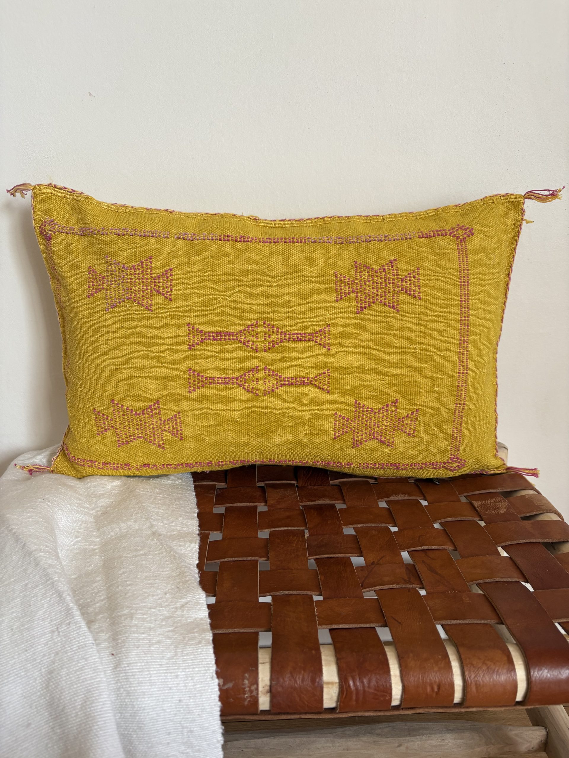 HOUSSE DE COUSSIN MAROCAIN SABRA JAUNE SAFRAN 60x40