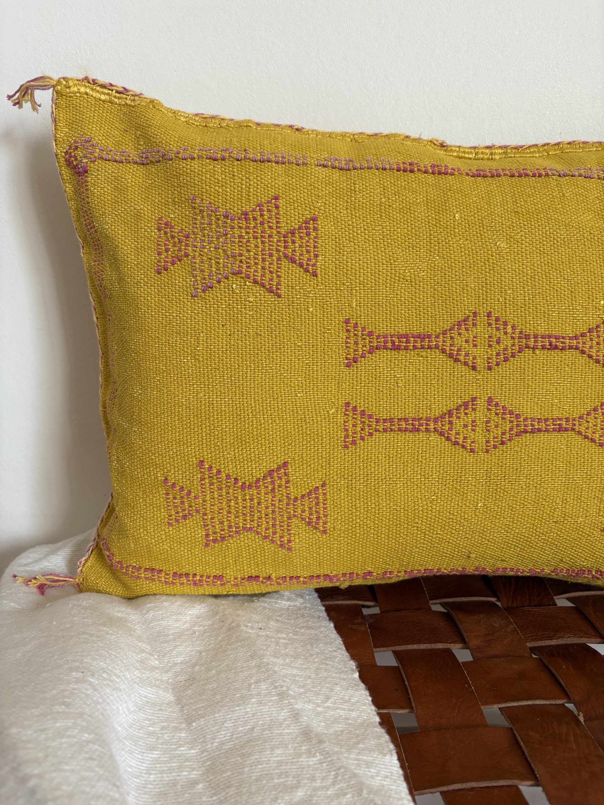 HOUSSE DE COUSSIN MAROCAIN SABRA JAUNE SAFRAN 60x40
