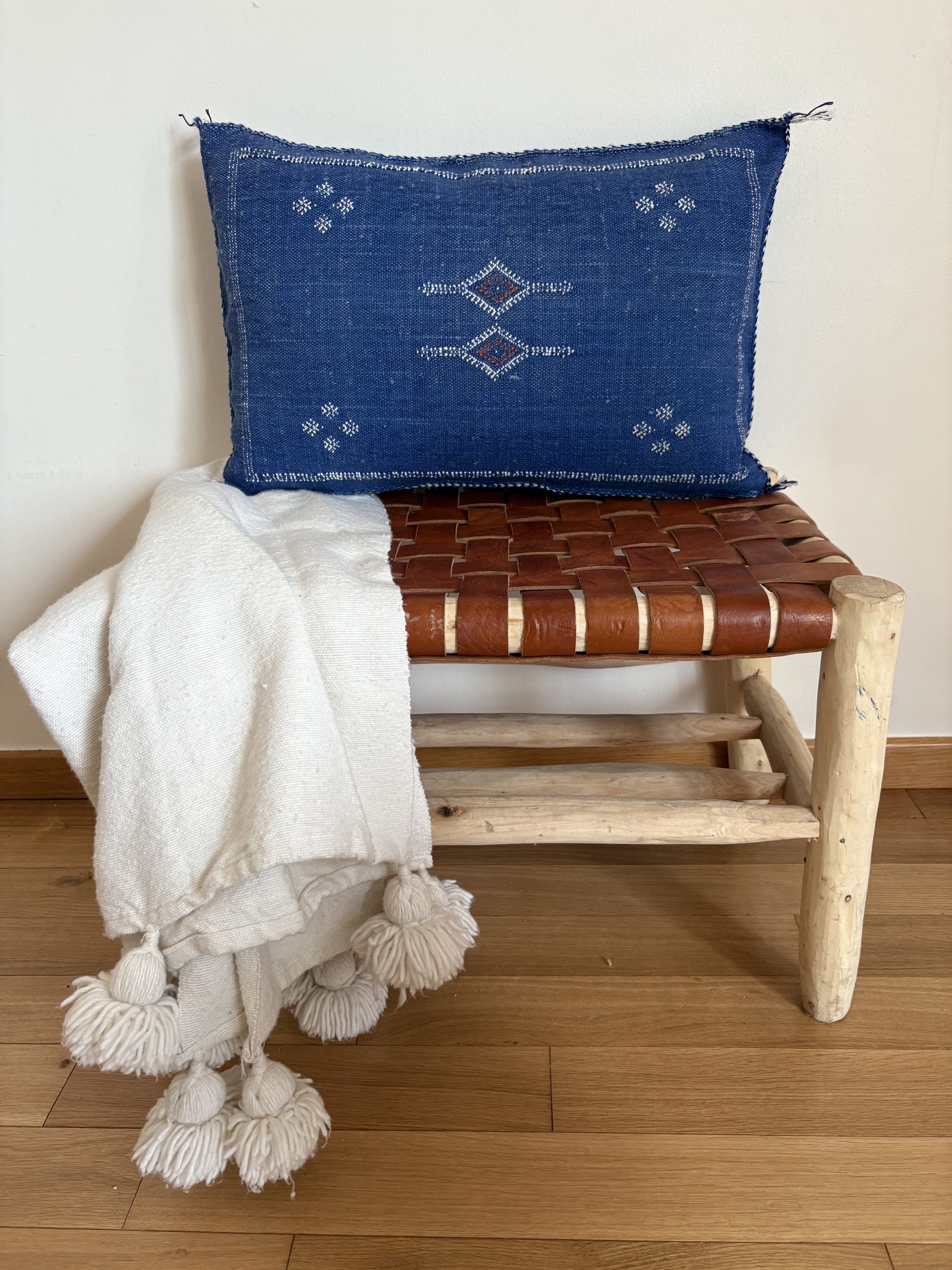 HOUSSE DE COUSSIN MAROCAIN SABRA BLEU 60x40