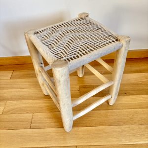 Tabouret marocain en corde et en bois naturel