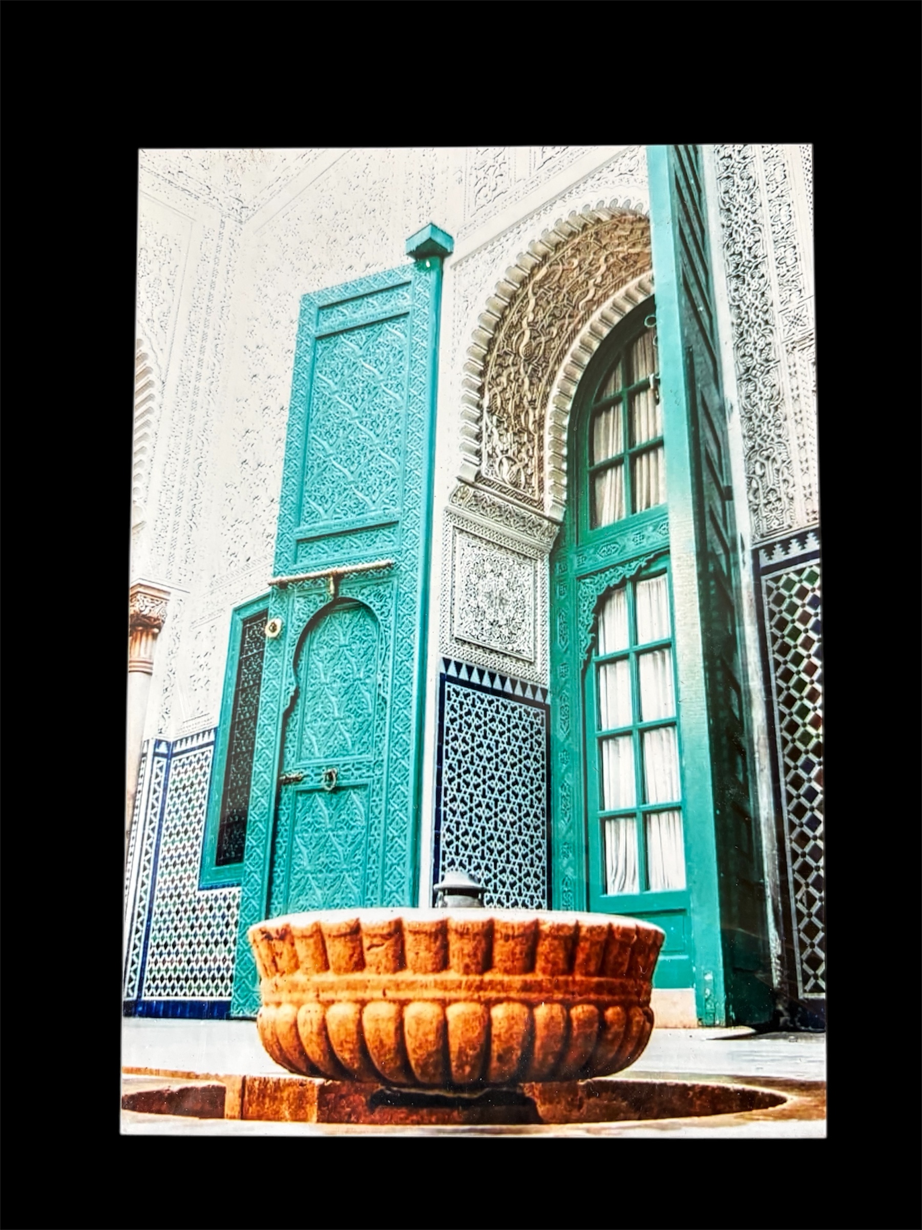 AFFICHE MAROC RIGIDE FOND NOIR PAYSAGE 24x30 - PATIO VERT